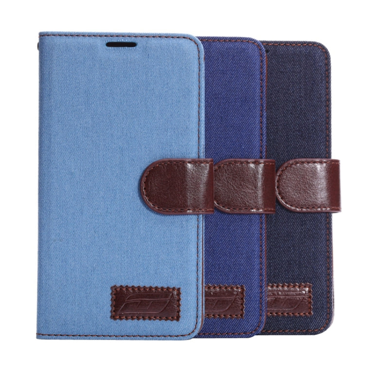 Denim Style Leather Case with Holder & Card Slots for Galaxy Note 4(Blue)