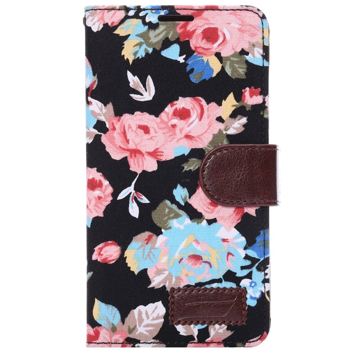Flower Pattern Leather Case with Holder and Card Slots for Galaxy Note 4