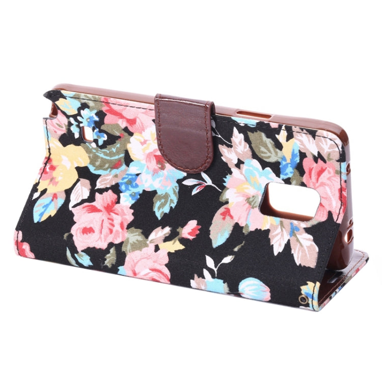 Flower Pattern Leather Case with Holder and Card Slots for Galaxy Note 4