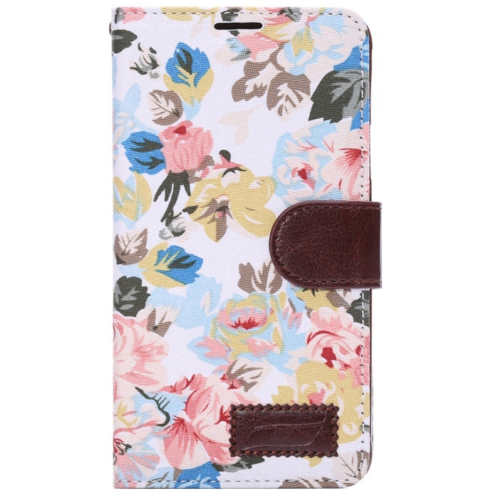 Flower Pattern Leather Case with Holder and Card Slots for Galaxy Note 4