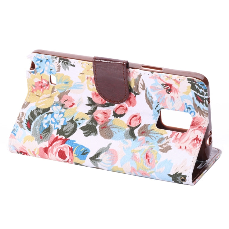 Flower Pattern Leather Case with Holder and Card Slots for Galaxy Note 4