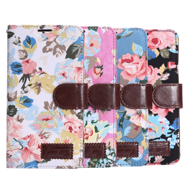 Flower Pattern Leather Case with Holder and Card Slots for Galaxy Note 4