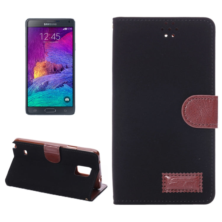 Canvas Texture Leather Case with Holder & Card Slots for Galaxy Note 4