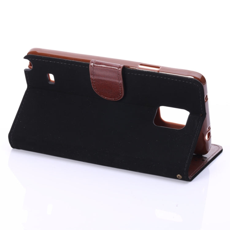 Canvas Texture Leather Case with Holder & Card Slots for Galaxy Note 4