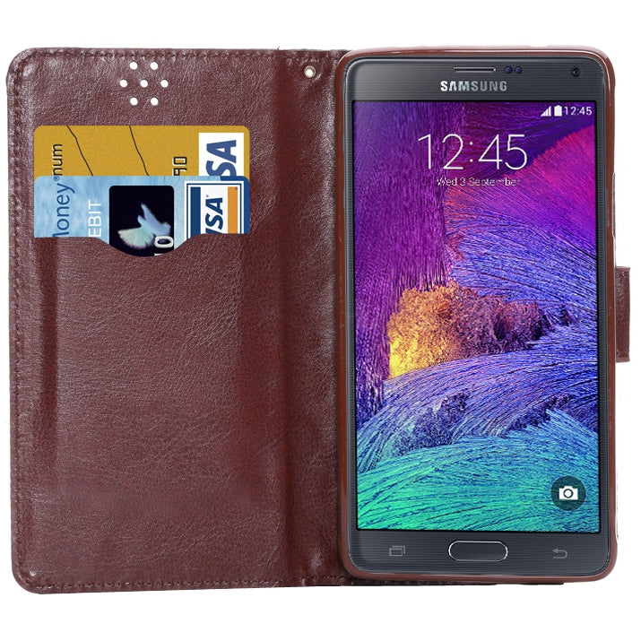 Canvas Texture Leather Case with Holder & Card Slots for Galaxy Note 4