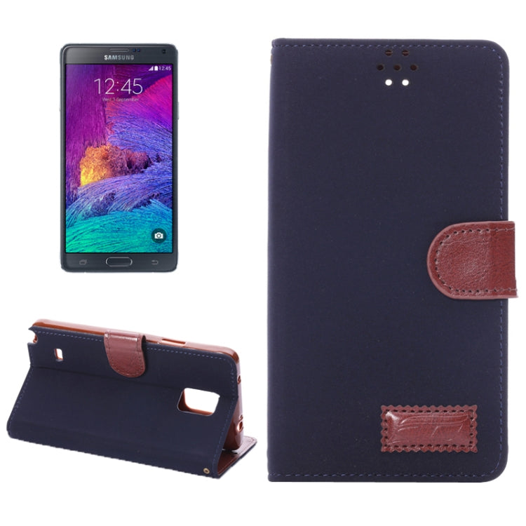Canvas Texture Leather Case with Holder & Card Slots for Galaxy Note 4