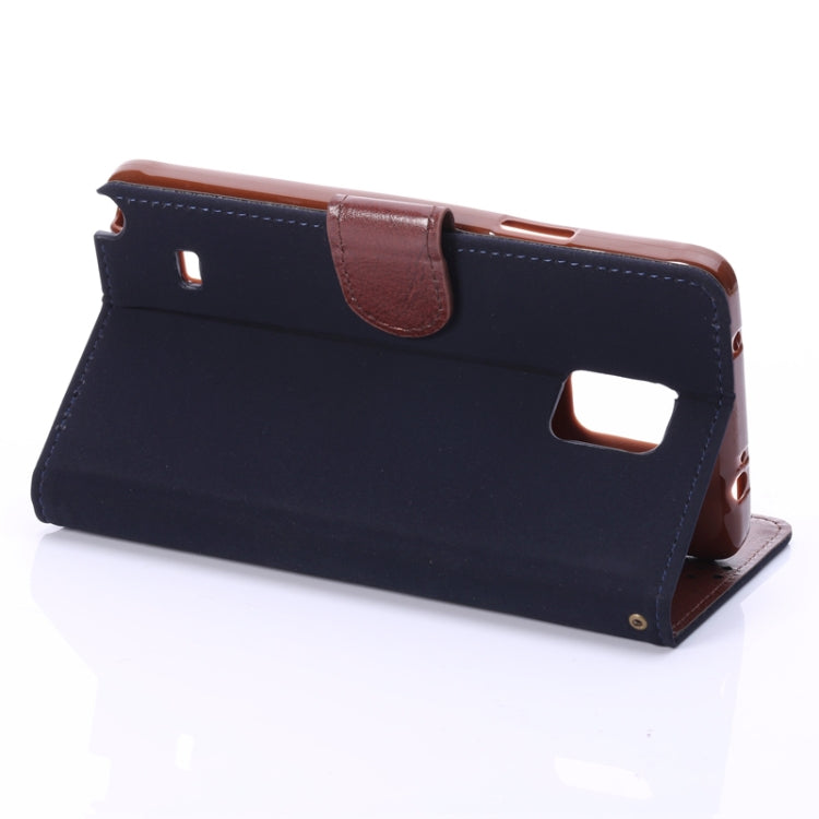 Canvas Texture Leather Case with Holder & Card Slots for Galaxy Note 4