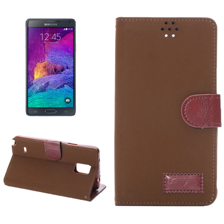 Canvas Texture Leather Case with Holder & Card Slots for Galaxy Note 4