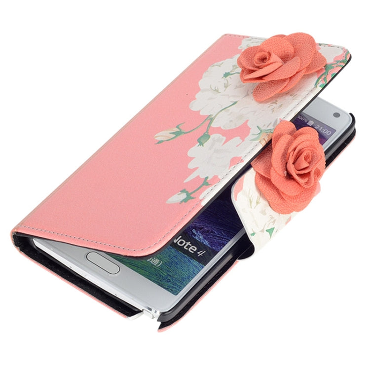 Rose Wallet Style Leather Case with Chain & Card Slots for Galaxy Note 4