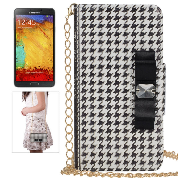 Plaid Texture Wallet Style Leather Case with Chain & Card Slots for Galaxy Note 4