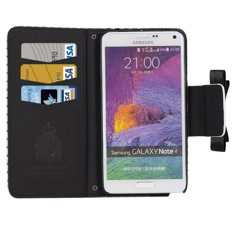 Plaid Texture Wallet Style Leather Case with Chain & Card Slots for Galaxy Note 4