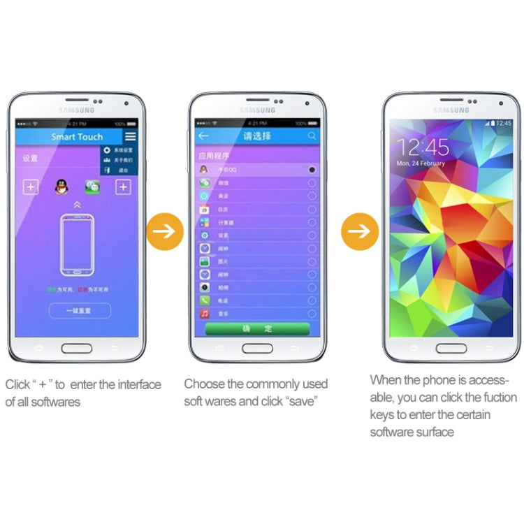 Smart Touch Tempered Glass Film with Shortcut Key Function for Galaxy S5 / G900