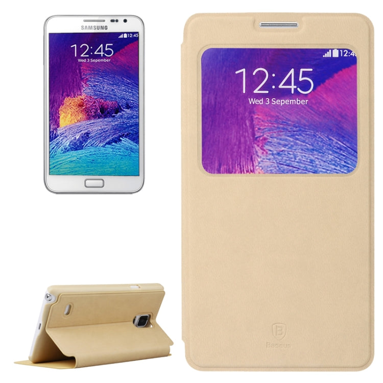 Baseus Simple Style Leather Case with Call Display ID and Holder for Galaxy Note 4