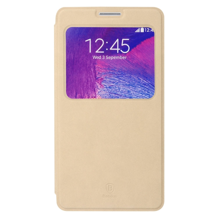 Baseus Simple Style Leather Case with Call Display ID and Holder for Galaxy Note 4