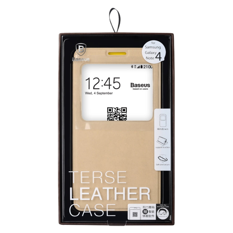 Baseus Simple Style Leather Case with Call Display ID and Holder for Galaxy Note 4