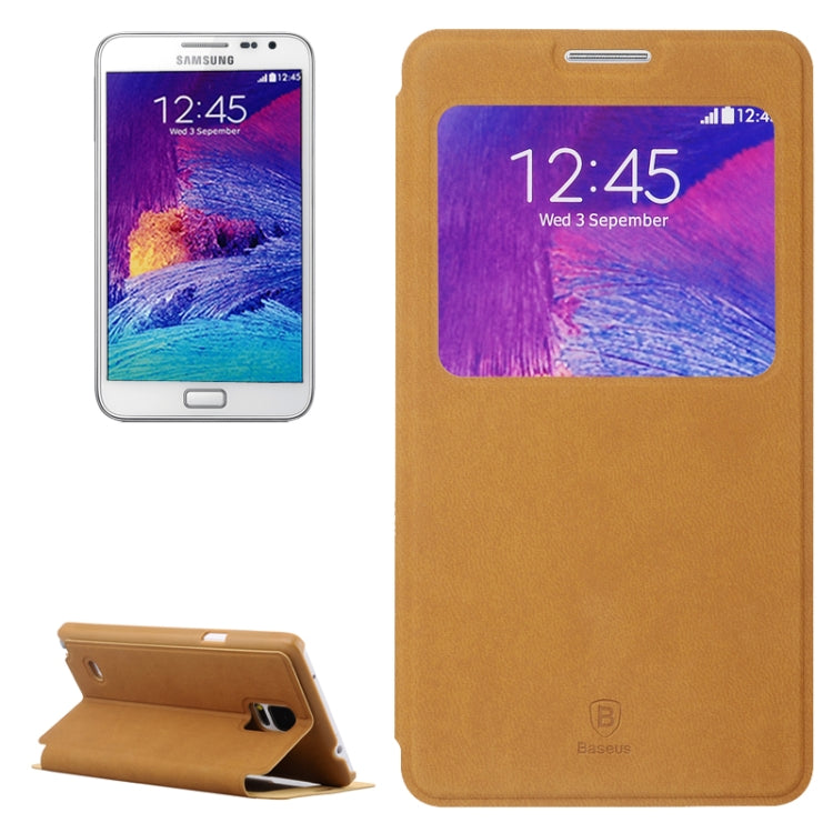 Baseus Simple Style Leather Case with Call Display ID and Holder for Galaxy Note 4