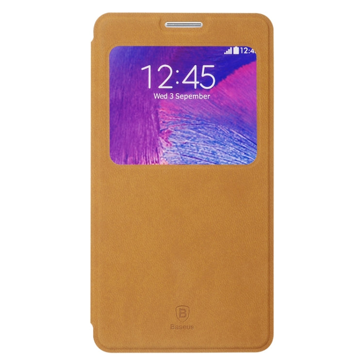 Baseus Simple Style Leather Case with Call Display ID and Holder for Galaxy Note 4