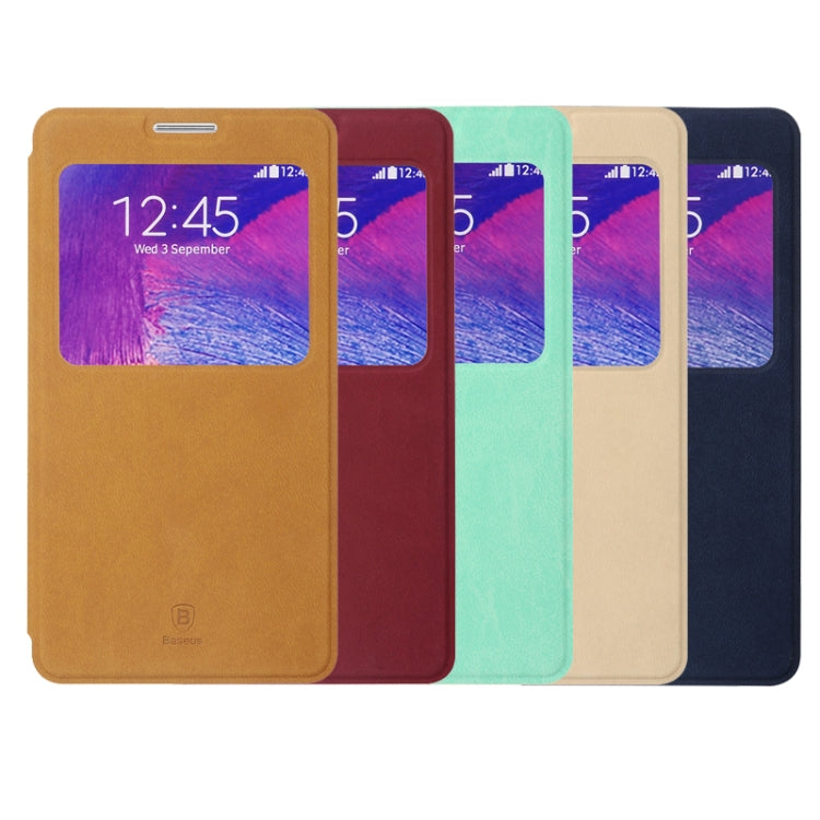 Baseus Simple Style Leather Case with Call Display ID and Holder for Galaxy Note 4