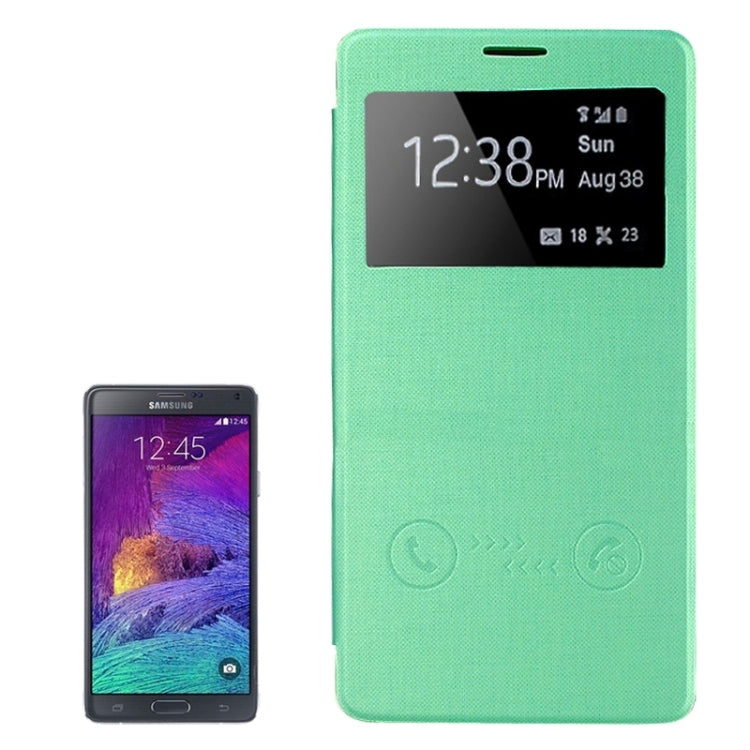 Horizontal Flip Leather Case with Call Display ID for Galaxy Note 4
