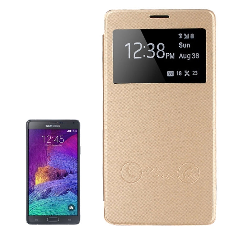 Horizontal Flip Leather Case with Call Display ID for Galaxy Note 4