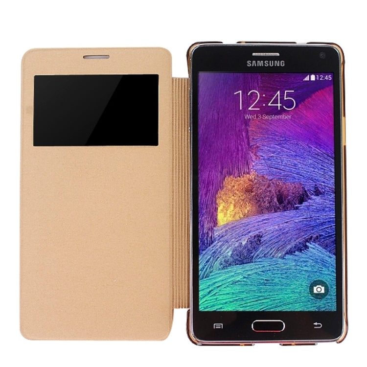 Horizontal Flip Leather Case with Call Display ID for Galaxy Note 4