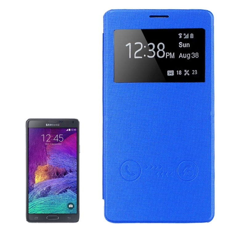 Horizontal Flip Leather Case with Call Display ID for Galaxy Note 4