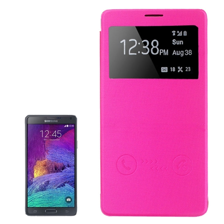 Horizontal Flip Leather Case with Call Display ID for Galaxy Note 4