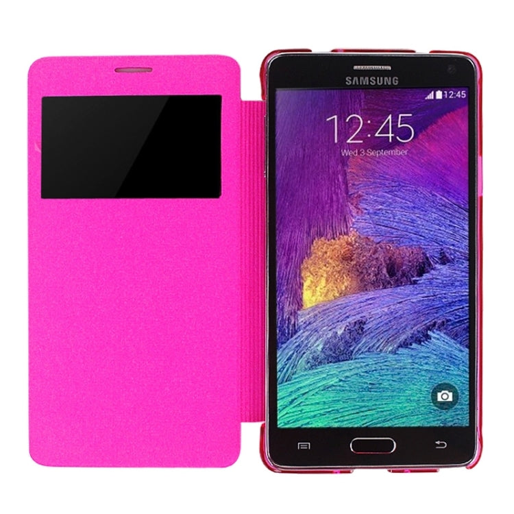 Horizontal Flip Leather Case with Call Display ID for Galaxy Note 4