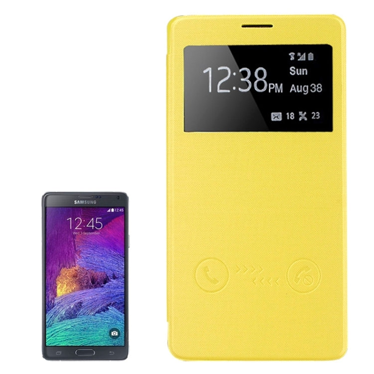 Horizontal Flip Leather Case with Call Display ID for Galaxy Note 4