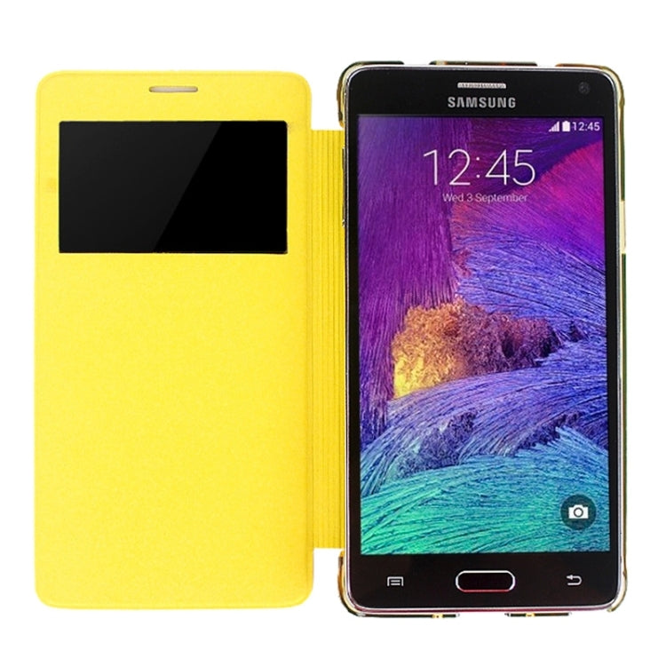 Horizontal Flip Leather Case with Call Display ID for Galaxy Note 4