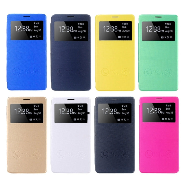 Horizontal Flip Leather Case with Call Display ID for Galaxy Note 4
