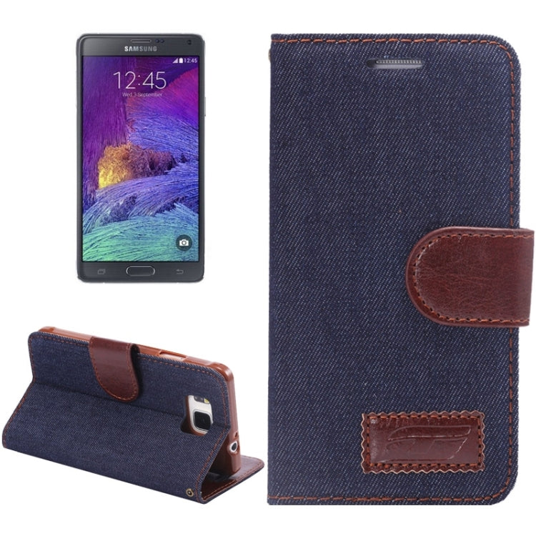 Denim Jean Leather Case with Holder & Card Slots for Galaxy Alpha / G8505(Black)