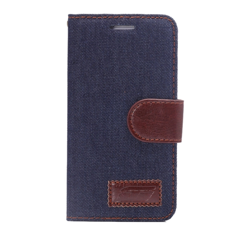 Denim Jean Leather Case with Holder & Card Slots for Galaxy Alpha / G8505(Black)