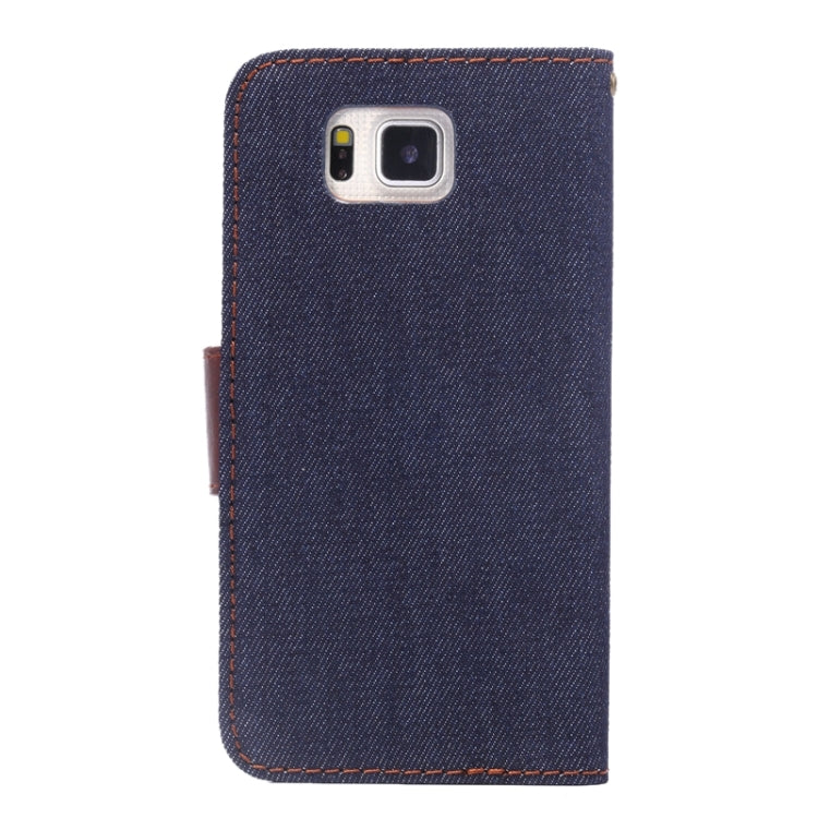 Denim Jean Leather Case with Holder & Card Slots for Galaxy Alpha / G8505(Black)