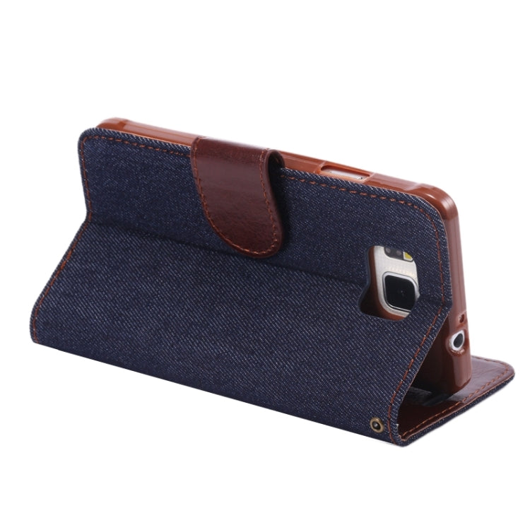 Denim Jean Leather Case with Holder & Card Slots for Galaxy Alpha / G8505(Black)