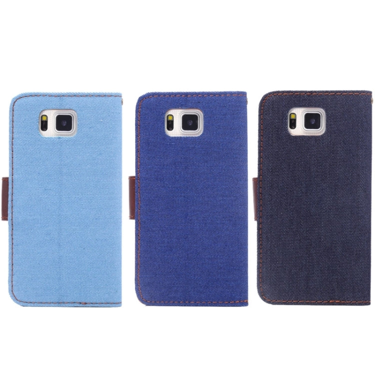 Denim Jean Leather Case with Holder & Card Slots for Galaxy Alpha / G8505(Black)