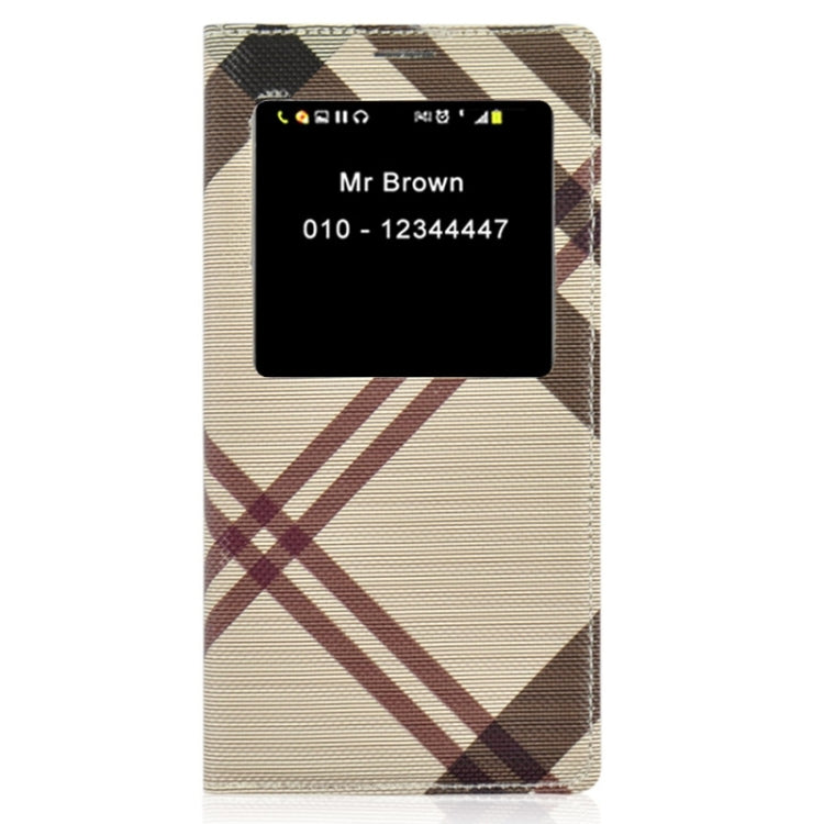 For Galaxy Note 4 / N9100 Twill Texture Slim Flip PU Leather Case and Plastic  Back Cover with Call Display ID