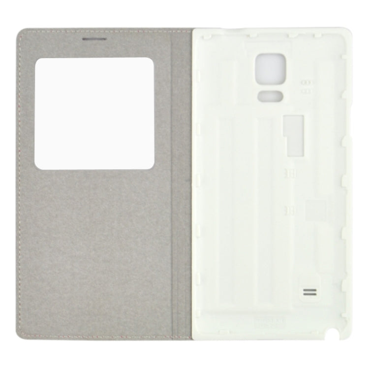 For Galaxy Note 4 / N9100 Twill Texture Slim Flip PU Leather Case and Plastic  Back Cover with Call Display ID