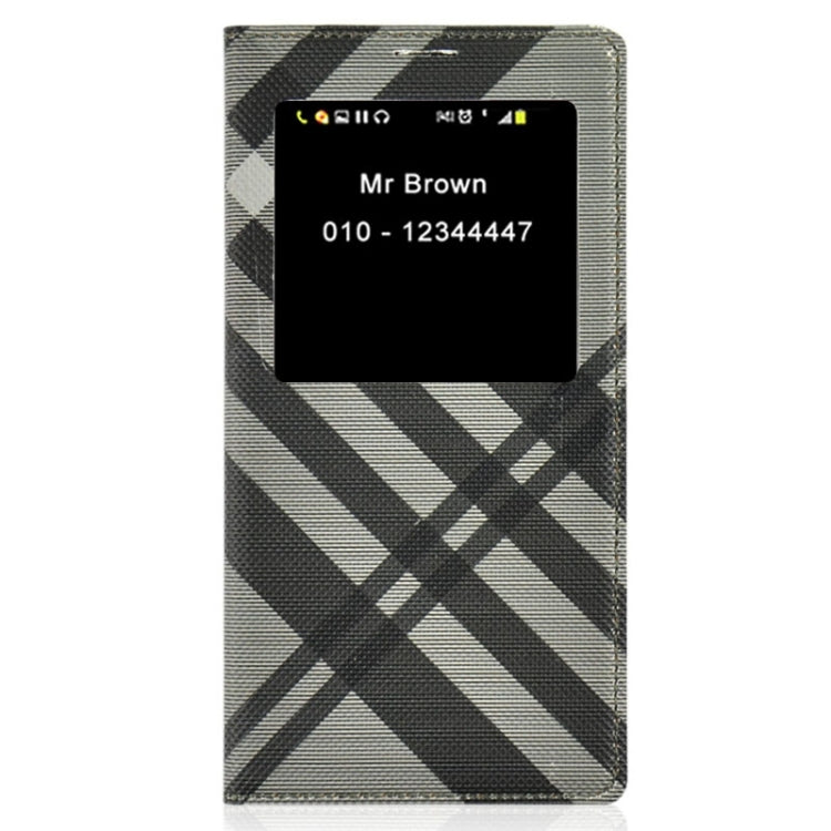 For Galaxy Note 4 / N9100 Twill Texture Slim Flip PU Leather Case and Plastic  Back Cover with Call Display ID
