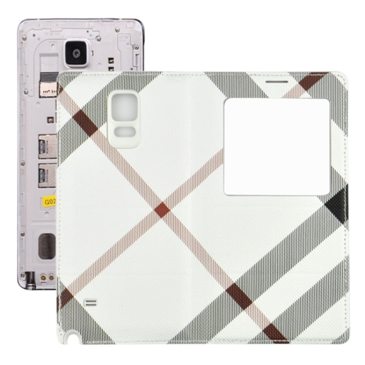 For Galaxy Note 4 / N9100 Twill Texture Slim Flip PU Leather Case and Plastic  Back Cover with Call Display ID