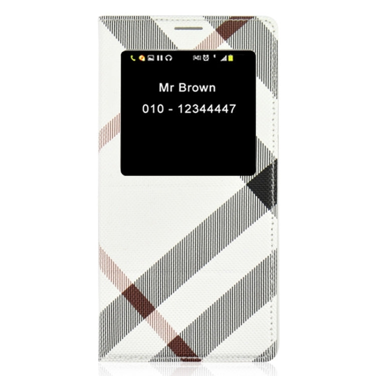 For Galaxy Note 4 / N9100 Twill Texture Slim Flip PU Leather Case and Plastic  Back Cover with Call Display ID