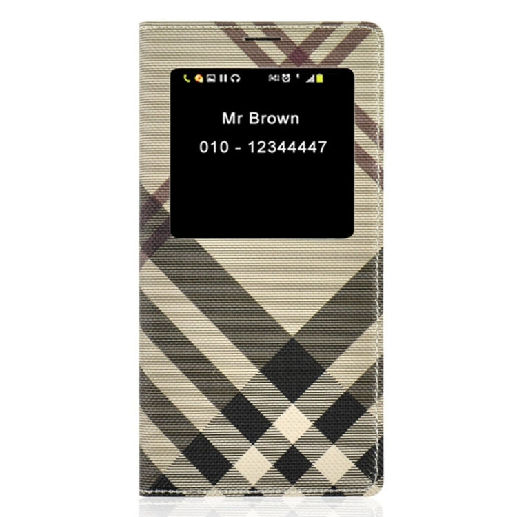 For Galaxy Note 4 / N9100 Twill Texture Slim Flip PU Leather Case and Plastic  Back Cover with Call Display ID
