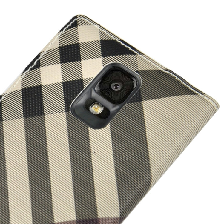 For Galaxy Note 4 / N9100 Twill Texture Slim Flip PU Leather Case and Plastic  Back Cover with Call Display ID