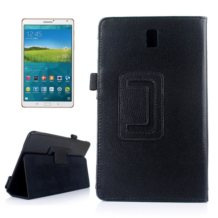 Two Floding Methods Litchi Texture Horizontal Flip Leather Case with Holder for Galaxy Tab S 8.4 / T700