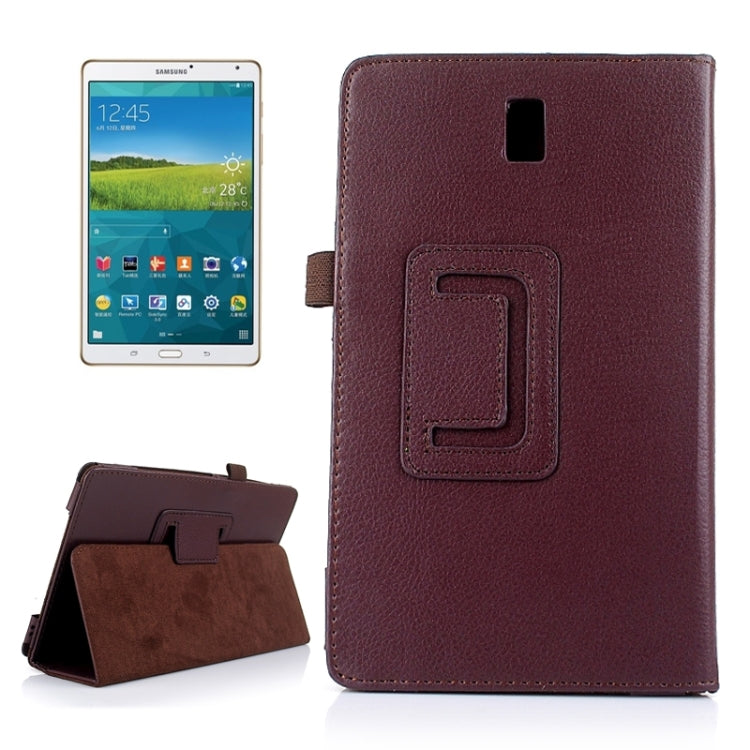 Two Floding Methods Litchi Texture Horizontal Flip Leather Case with Holder for Galaxy Tab S 8.4 / T700