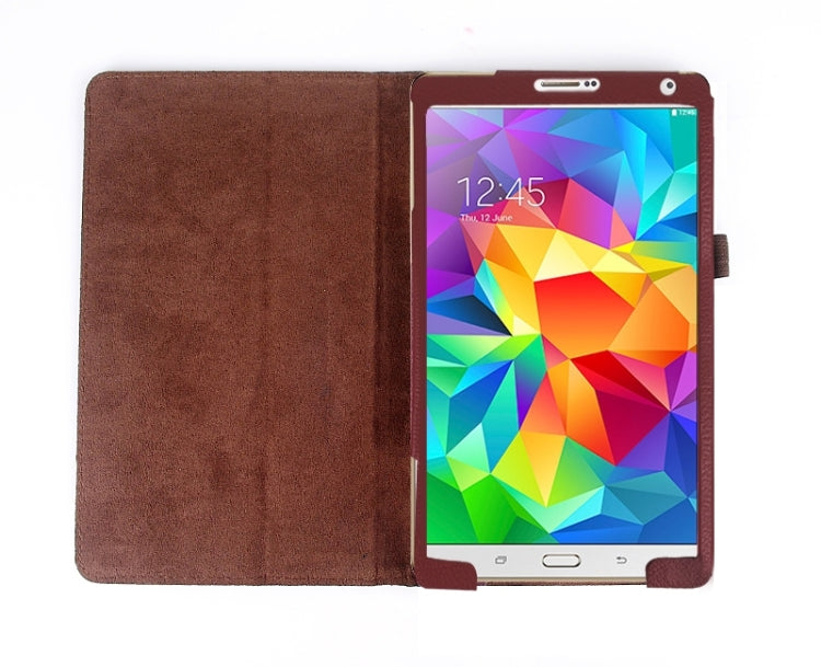 Two Floding Methods Litchi Texture Horizontal Flip Leather Case with Holder for Galaxy Tab S 8.4 / T700