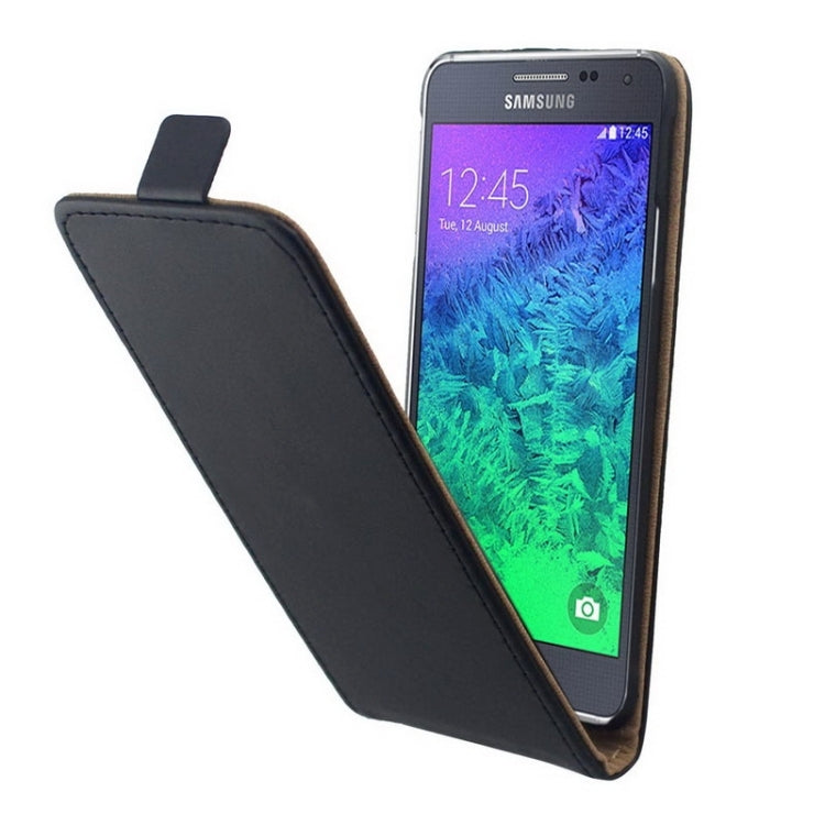 Vertical Flip Magnetic Button Leather Case for Galaxy Alpha / G850F