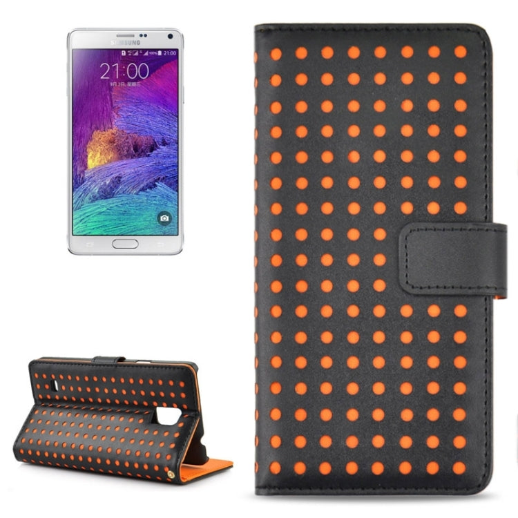 Ultra-thin Hollow Out Dot Horizontal Flip Leather Case with Holder & Card Slots for Galaxy Note 4 N910