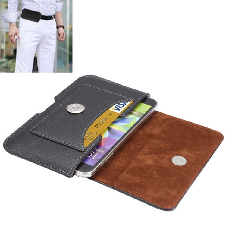 Litchi Texture Horizontal Style Leather Waist Bag with Card Slot for iPhone X , Galaxy S7 / S6 / S5 / Galaxy Grand I9082