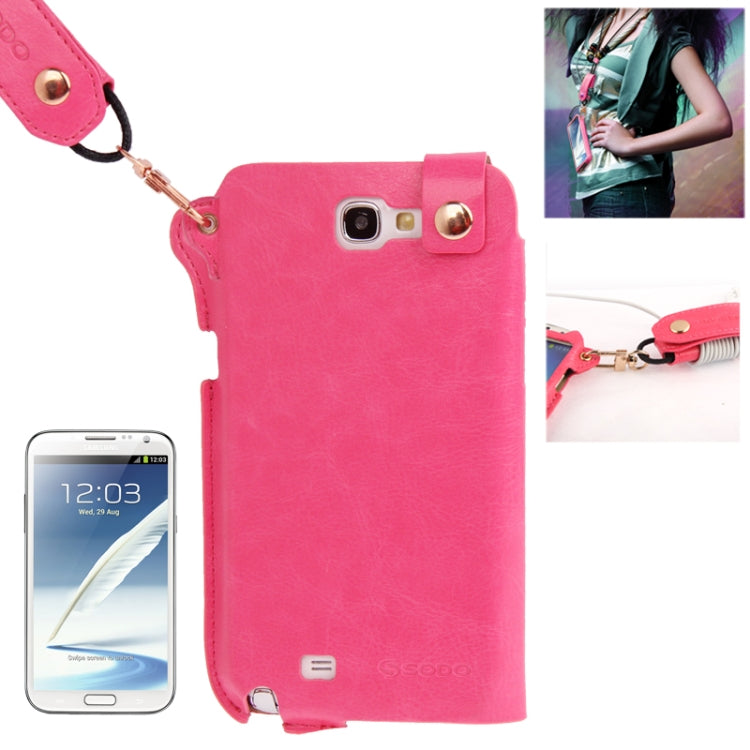 Crazy Horse Texture Touch Screen Vertical Style Leather Case with Lanyard & Earphone Winder for Galaxy Note II / N7100